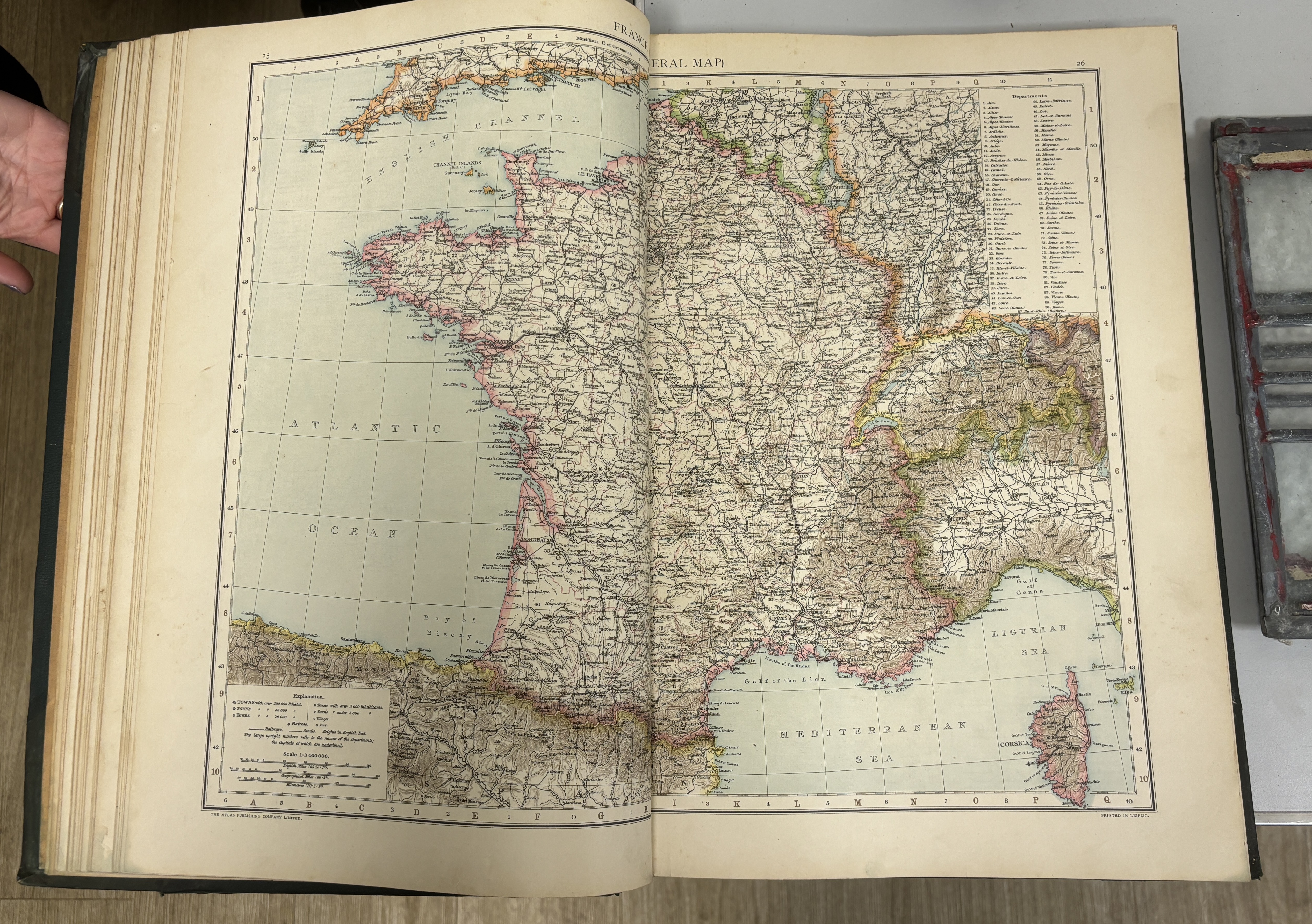 The Universal Atlas ... 117pp. of coloured maps (some d-page) and 107pp. letterpress index; contemp. gilt half calf and cloth, folio. 1893